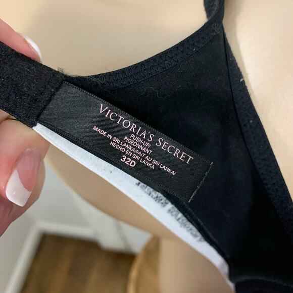 Victoria secret black logo band push up bra VS - Picture 4 of 5